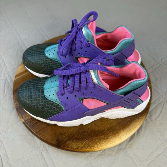 Nike Huarache Run Ultra Now Big Kids BQ7096-300 Green Grape Pink Shoes Youth 5 - Picture 3 of 11